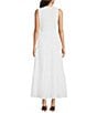 Color:White - Image 2 - Smocked Crew Neckline Sleeveless Tiered A Line Maxi Dress