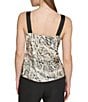Color:Sand Multi - Image 2 - Snake Print Sueded Satin Cowl Neck Sleeveless Tank