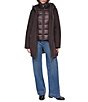 DKNY Softshell Hooded Funnel Collar Quilt Bib Zip Front Parka - Image 1