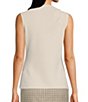 Color:Buttercream - Image 2 - Solid Knit Asymmetric Neck Sleeveless Button Embellished Top