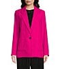 Color:Electric Fuschia - Image 3 - Solid Satin Notch Collar Long Sleeve Patch Pocket Button Front Blazer