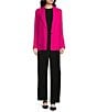 Color:Electric Fuschia - Image 4 - Solid Satin Notch Collar Long Sleeve Patch Pocket Button Front Blazer
