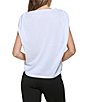 Color:White - Image 2 - Solid Slub Jersey Crew Neck Short Rolled Sleeve Relaxed Fit Shirt
