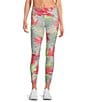 Color:Lily Pad Combo - Image 1 - Sport Botanical Floral Print High Waisted 7/8 Leggings