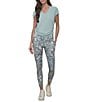 Donna Karan DKNY Sport by Donna Karan Elevate Interlock High Waist 7/8 Printed Fitness Leggings, Color:Palms Blue - Image 3