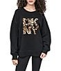 Donna Karan DKNY Sport by Donna Karan Leopard Logo Crew Neck Pullover, Color:Black/Black Whiskey - Image 1