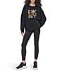 Donna Karan DKNY Sport by Donna Karan Leopard Logo Crew Neck Pullover, Color:Black/Black Whiskey - Image 4