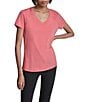 DKNY Sport by Donna Karan Micro Peached Jersey V-Neck Short Sleeve High Low Tee - Image 5