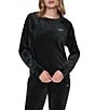 DKNY Sport by Donna Karan Velour Mini Rhinestone Crew Neck Pullover - Image 1