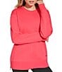 Color:Coral Glow - Image 1 - Sport Embroidered Logo Terry Knit Crew Neck Long Sleeve Pullover