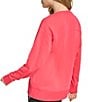 Color:Coral Glow - Image 2 - Sport Embroidered Logo Terry Knit Crew Neck Long Sleeve Pullover