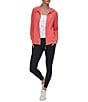 Donna Karan DKNY Sport by Donna Karan Long Sleeve Full Zip Mini Slub Waffle Pocketed Hoodie, Color:Coral Crush - Image 3