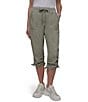 Donna Karan DKNY Sport by Donna Karan Peached Poplin Ribbed Waist Convertible Cinched Cargo Capri Pull-On Pant, Color:Bay Leaf - Image 1