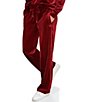 Color:Beet - Image 3 - Sport Ribbed Platinum Velour Embroidered Logo Wide Leg Coordinating Pants
