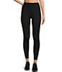 Color:Black - Image 1 - Sport Sueded Compression High Waisted Ankle Length Leggings