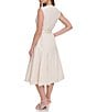 Color:Elegant Beige - Image 2 - Square Neck Sleeveless Belted Fit and Flare Midi Dress