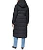 DKNY Stand Collar Attached Hooded Belted Zip Front Long Puffer Jacket - Image 2