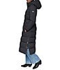 DKNY Stand Collar Attached Hooded Belted Zip Front Long Puffer Jacket - Image 3