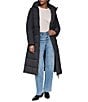 DKNY Stand Collar Attached Hooded Belted Zip Front Long Puffer Jacket - Image 4