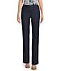 Color:Dark Navy - Image 1 - Straight Leg Button Waistband Side Tabs Pants