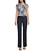 Color:Dark Navy - Image 3 - Straight Leg Button Waistband Side Tabs Pants