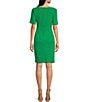 Color:Apple Green - Image 2 - Stretch Boat Neck Short Tulip Sleeve Ruched Bodice Sheath Dress