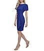 Donna Karan DKNY by Donna Karan Stretch Crepe Boat Neckline Short Puff Sleeve Ruched Front Sheath Dress, Color:Marine - Image 3