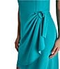 Color:Gulf Green - Image 4 - Stretch Crepe Halter Neck Sleeveless Wrap Skirt Sheath Dress