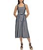 Color:Night Sky Chambray - Image 1 - Stretch Denim Chambray Square Neck Sleeveless Fit and Flare Midi Dress