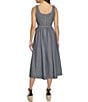 Color:Night Sky Chambray - Image 2 - Stretch Denim Chambray Square Neck Sleeveless Fit and Flare Midi Dress