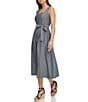 Color:Night Sky Chambray - Image 3 - Stretch Denim Chambray Square Neck Sleeveless Fit and Flare Midi Dress