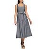 Color:Night Sky Chambray - Image 4 - Stretch Denim Chambray Square Neck Sleeveless Fit and Flare Midi Dress