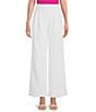 Color:White - Image 1 - Stretch Drapey High Waisted Pleated Wide Leg Pants