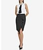 Color:Black - Image 3 - Stretch Drapey Twill Ruffle Front Skirt