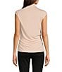 Color:Pale Blush - Image 2 - Stretch Jersey Asymmetrical Shirred Cowl Neck Sleeveless Top