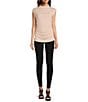 Color:Pale Blush - Image 3 - Stretch Jersey Asymmetrical Shirred Cowl Neck Sleeveless Top