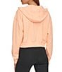 Color:Bellini - Image 2 - Stretch Jersey Long Sleeve Cropped Full Zip Hoodie