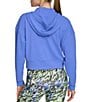 Color:Amparo Blue - Image 2 - Stretch Jersey Long Sleeve Cropped Full Zip Hoodie