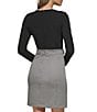 Color:Black/Brown - Image 2 - Stretch Jewel Neckline Long Sleeve Houndstooth Skirt Sheath Dress