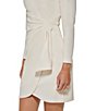 Color:Buttercream - Image 3 - Long Sleeve Ruched Faux Wrap Stretch Crepe Dress