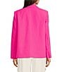 Color:Shocking Pink - Image 2 - Stretch Peak Lapel Neck Long Sleeve Cropped Blazer