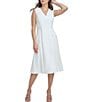 Color:Cream - Image 1 - Stretch Scuba Crepe V Neckline Sleeveless Dress