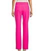 Color:Shocking Pink - Image 2 - Stretch Twill Flat Front Belt Loop Straight Leg Front Slit Trousers