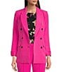 Color:Radiant Pink - Image 1 - Stretch Twill Long Sleeve Double Breasted Coordinating Blazer