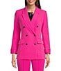 Color:Radiant Pink - Image 4 - Stretch Twill Long Sleeve Double Breasted Coordinating Blazer