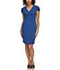 Color:Coastal Blue - Image 1 - Stretch V-Neck Short Sleeve Sheath Dress