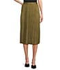 Color:Light Fatige - Image 1 - Suede Knit Pleated Pull-On A-Line Skirt