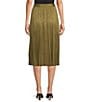 Color:Light Fatige - Image 2 - Suede Knit Pleated Pull-On A-Line Skirt