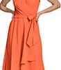 Color:Tigerlily - Image 5 - Surplice V Neck Sleeveless Tie Front Asymmetrical Hem Faux Wrap Dress