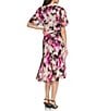 Color:Cosmit Pin - Image 2 - Surplice V Neckline Short Flutter Sleeve Faux Wrap Midi Dress